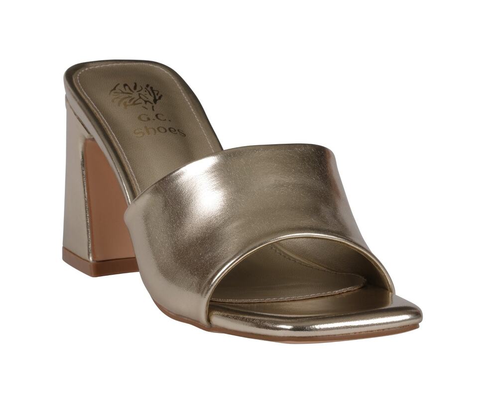 Women's Soho Gold Square Toe Heeled Sandal